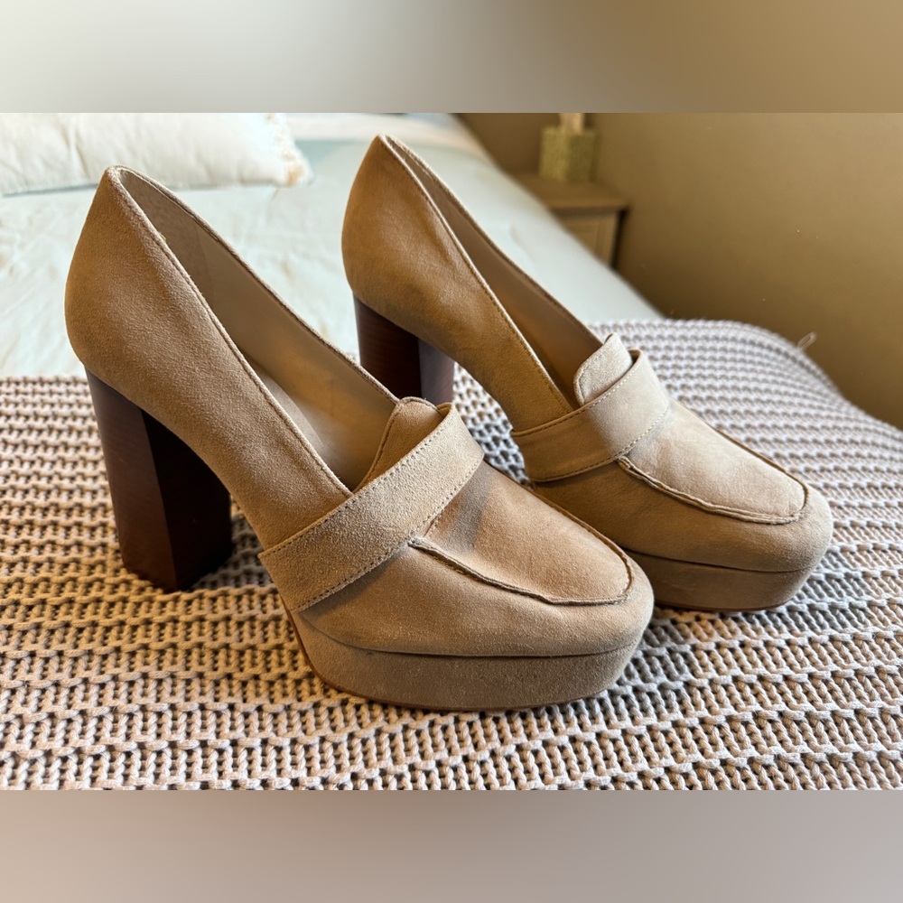 Vince Camuto Faux Suede Platform Loafer 4” Heels
